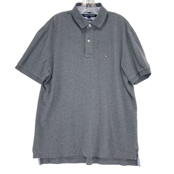 Tommy Hilfiger Men Large Polo Shirt Classic Fit Short Sleeve Gray - Picture 1 of 15